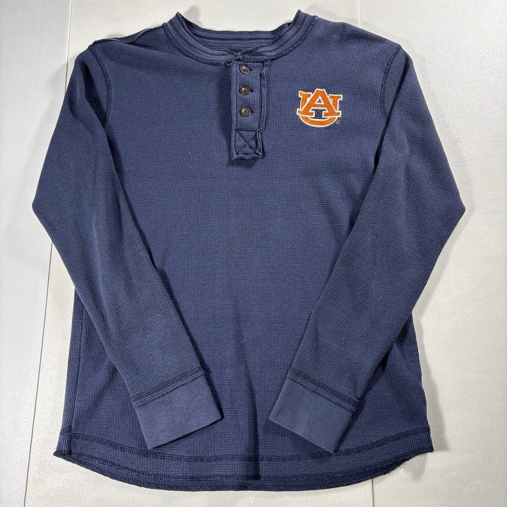 Colony Dry Goods Auburn Tigers Waffle Knit Thermal Henley Long Sleeve Shirt Navy
